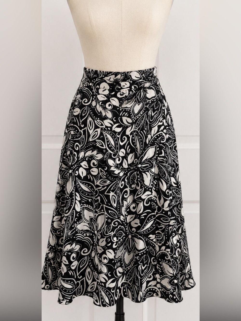 Vince Camuto Black and White Maxi Skirt with Floral Print